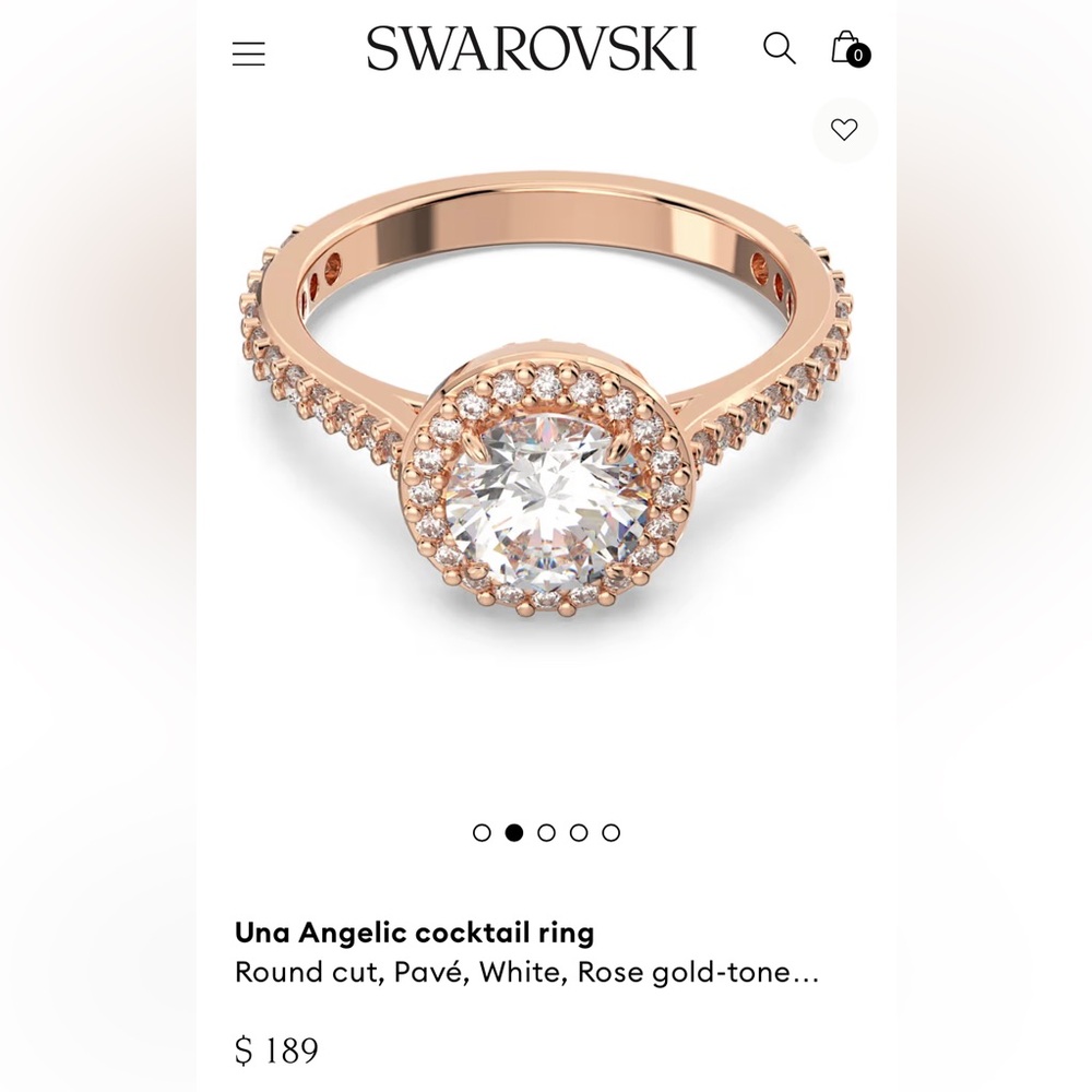 Swarovski Una Angelic Cocktail ring Rosegold size 60